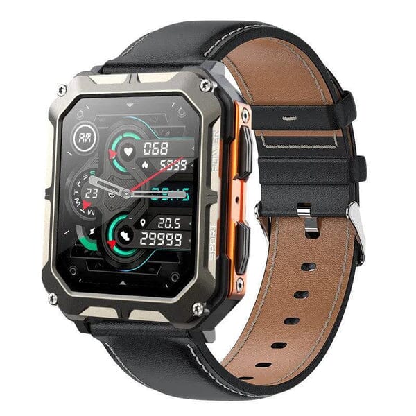 Relógio Masculino - Max Force MASCULINO - ELETRÔNICOS - SMARTWATCH Lojas Quinho Gold com Pulseira de Couro