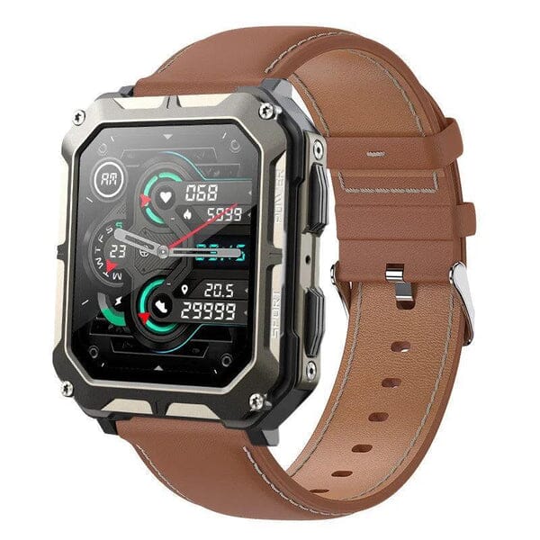 Relógio Masculino - Max Force MASCULINO - ELETRÔNICOS - SMARTWATCH Lojas Quinho Preto com Pulseira de Couro Marrom