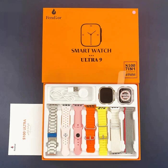 SmartWatch Serie 9 Ultra + Kit com 7 Pulseira (BRINDE!) + Case de Proteção (BRINDE!) Academia e Fitness (Smartwatch 4) Lojas Quinho KIT 2