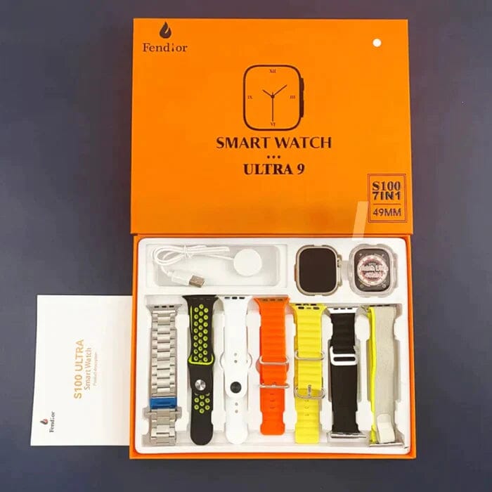 SmartWatch Serie 9 Ultra + Kit com 7 Pulseira (BRINDE!) + Case de Proteção (BRINDE!) Academia e Fitness (Smartwatch 4) Lojas Quinho KIT 4
