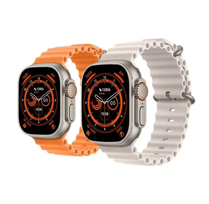 Smartwatch - Iwo 16 Ultra Serie 8 Academia e Fitness (Smartwatch 1) Lojas Quinho Compre 1 Leve 2 Branco e Laranja