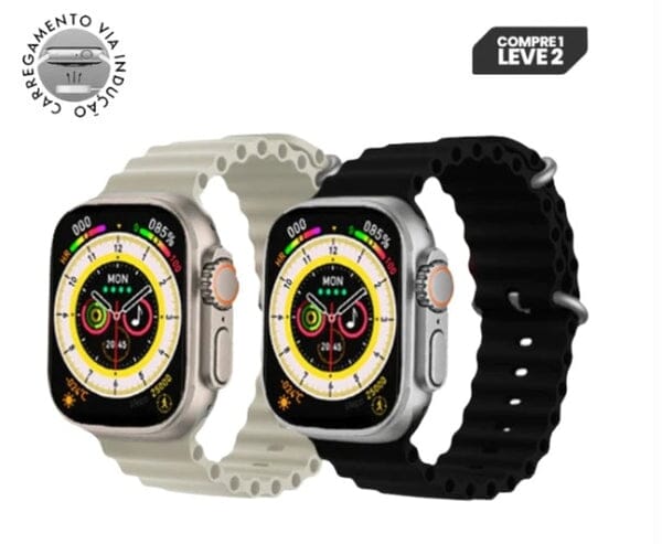 Smartwatch - Iwo 16 Ultra Serie 8 Academia e Fitness (Smartwatch 1) Lojas Quinho Compre 1 Leve 2 Preto e Branco